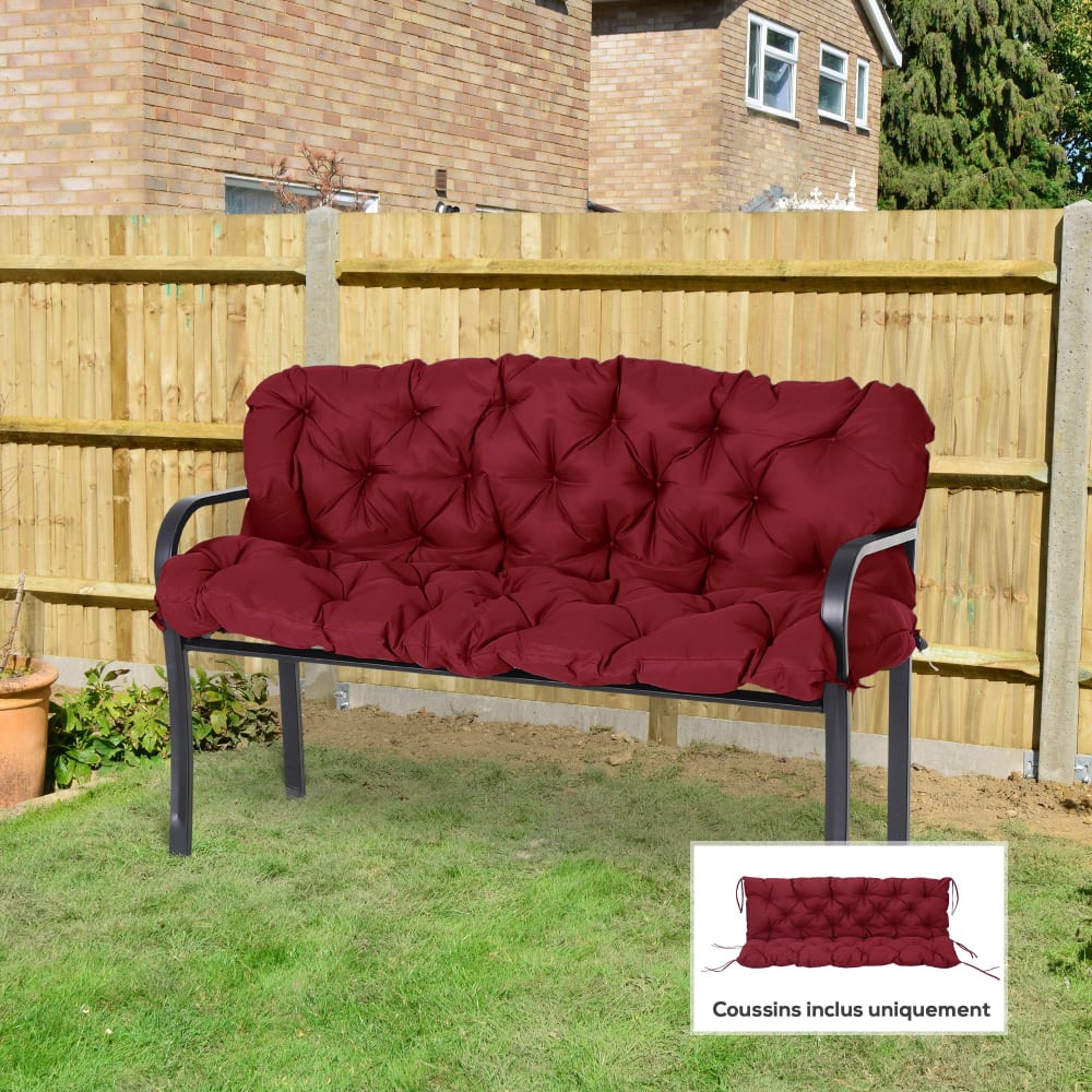 Coussin banc de jardin 3 places rouge - Maisons du Monde