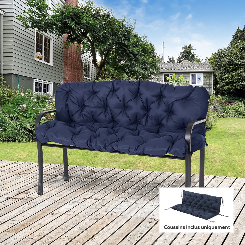 Coussin banc de jardin 3 places bleu - Maisons du Monde