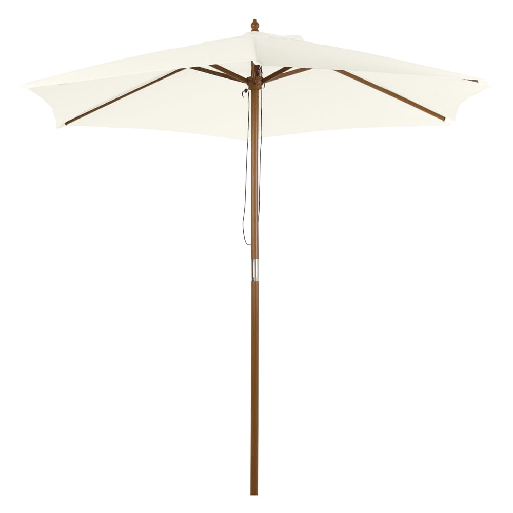 Parasol droit rond grande taille jardin Ø 2,5 x 2,25H m bambou crème