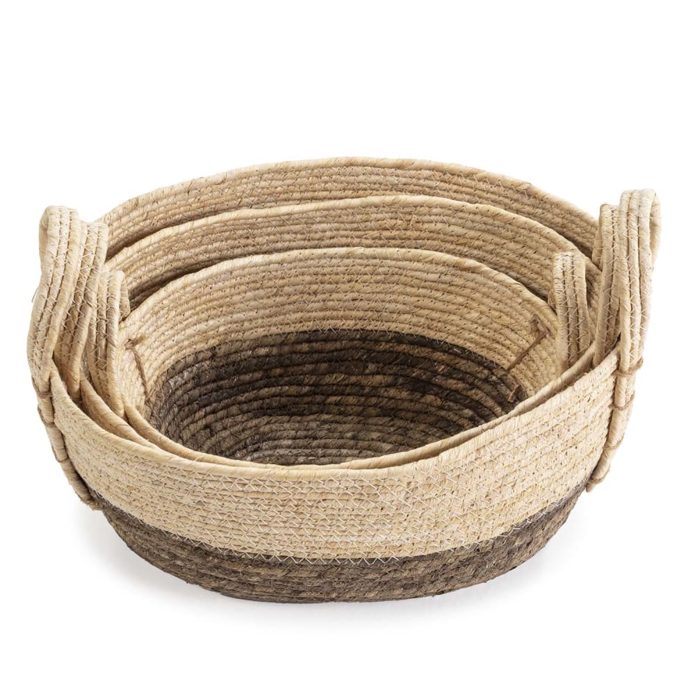 Set de 3 paniers fibre naturelle, blanc/marron — vue 4