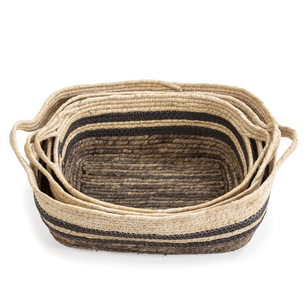 Set de 3 paniers fibre naturelle et papier, marron/beige — vue 4
