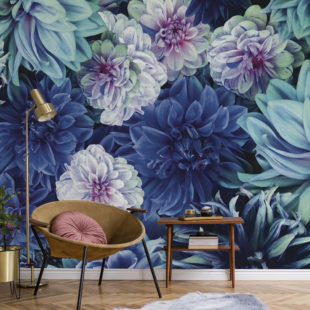 Papier peint panoramique Dahlia Bleu — vue 4