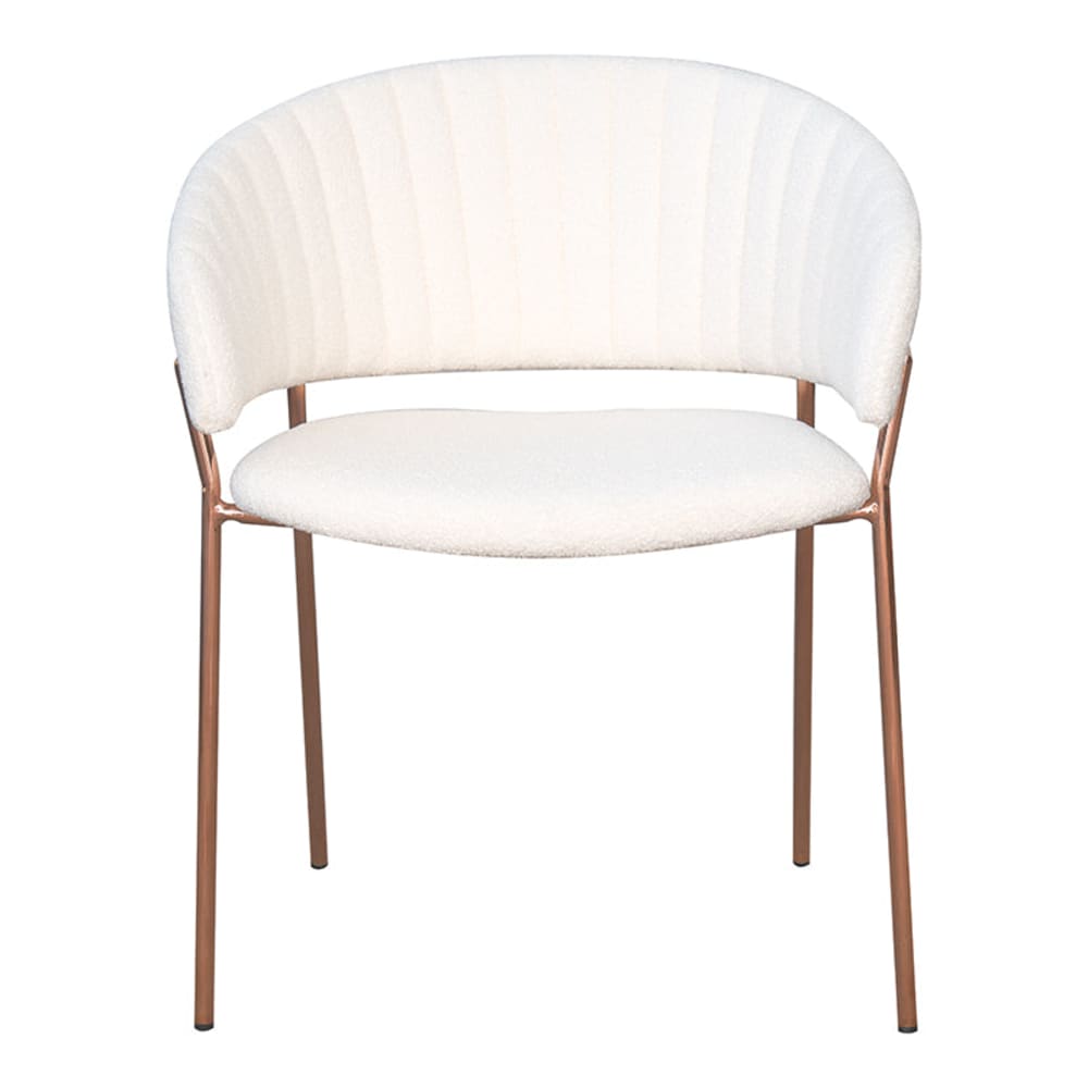 Silla de comedor y acero metalizado bouclé color blanco - Maisons du Monde
