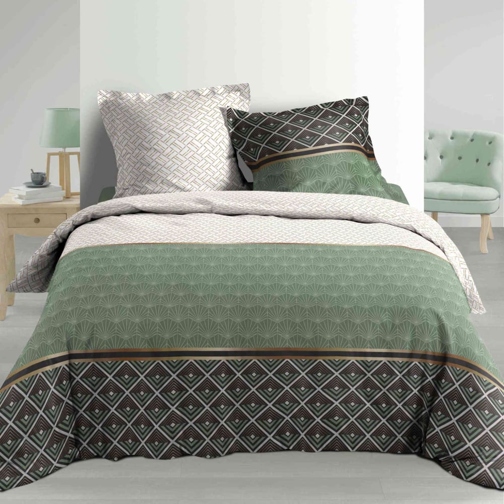 Parure de lit esprit art déco coton multicolore 220 x 240