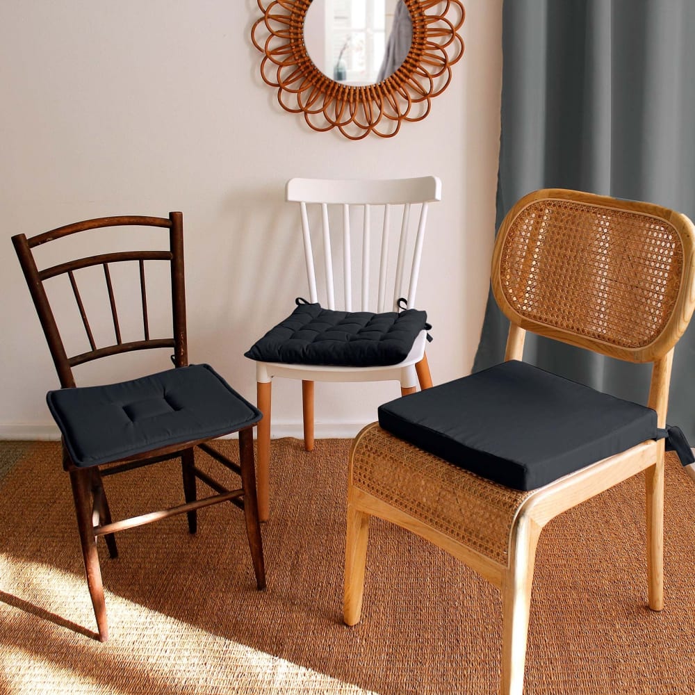 Galette de chaise uni effet bachette 40 x 40 cm gris foncé — vue 4