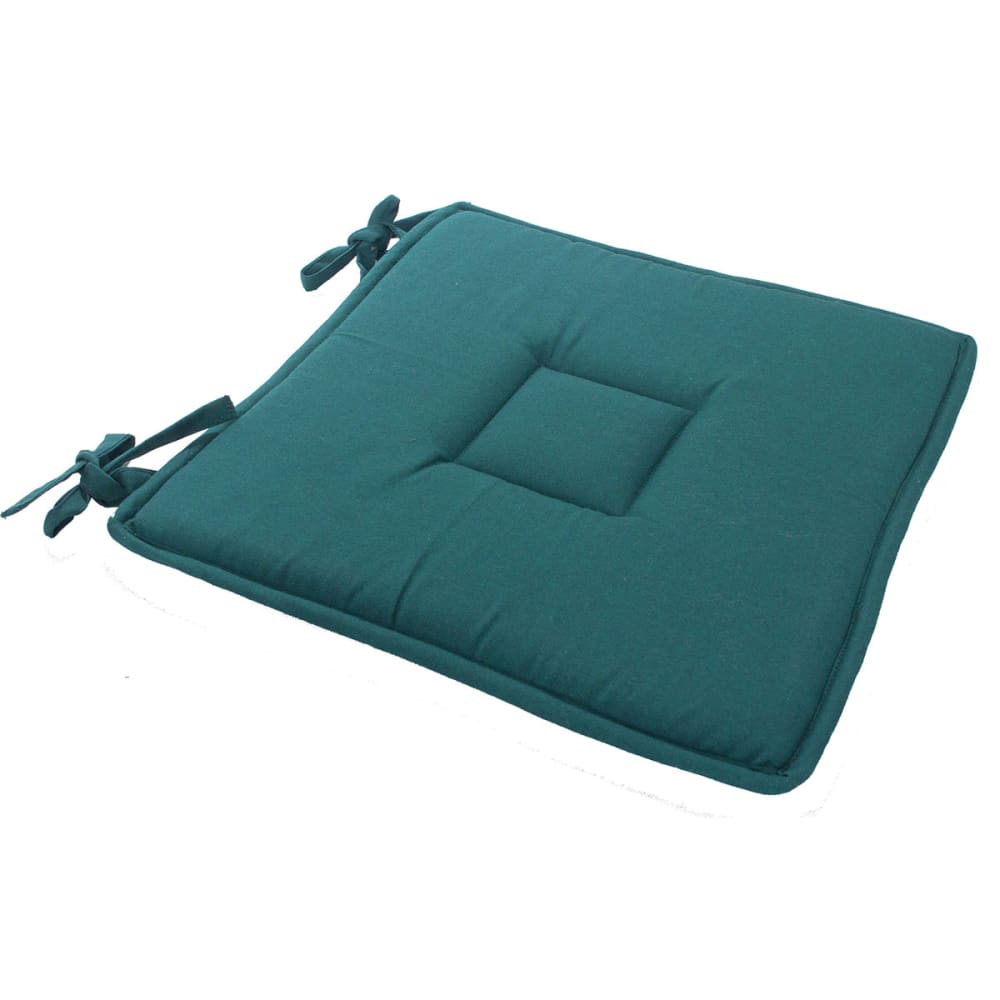 Galette plate unie avec passepoil et nouettes coton vert foncé 40x40
