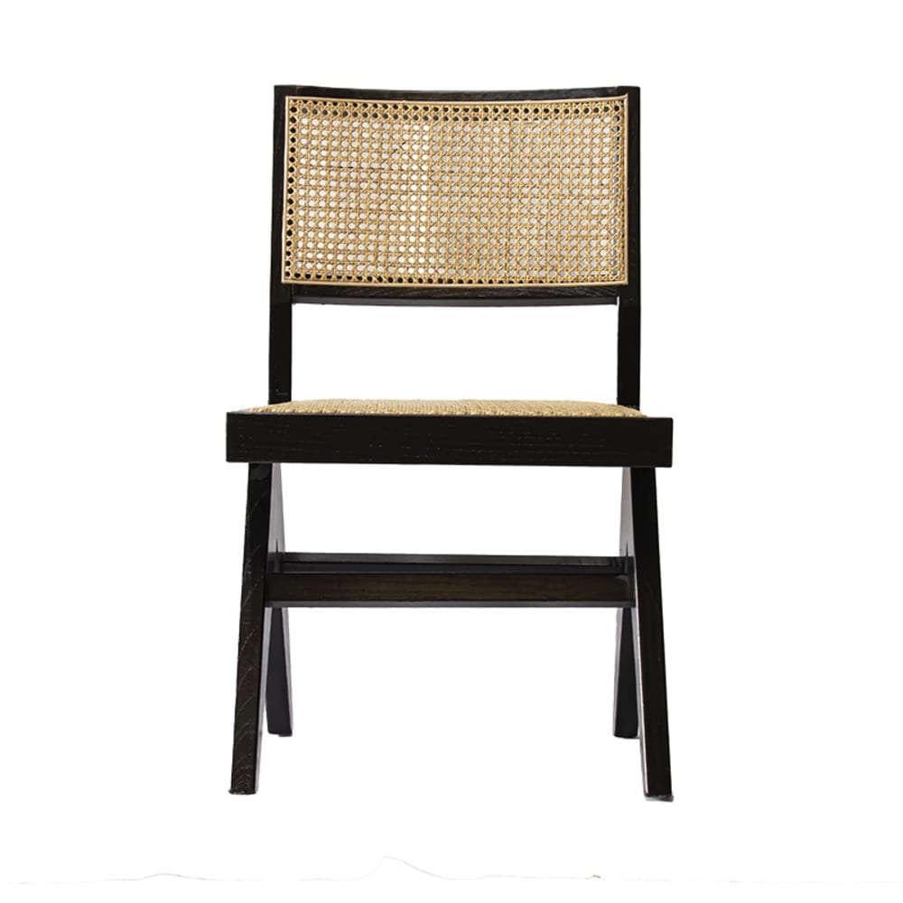 Silla de comedor ratán natral sin brazos negra - Maisons du Monde