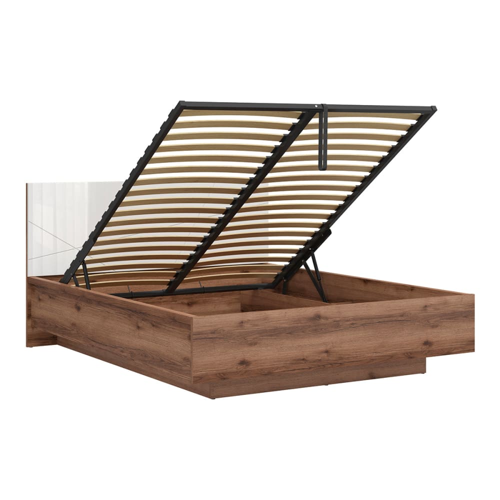 Lit coffre 160x200 sommier inclus panneaux de bois mélaminés blanc