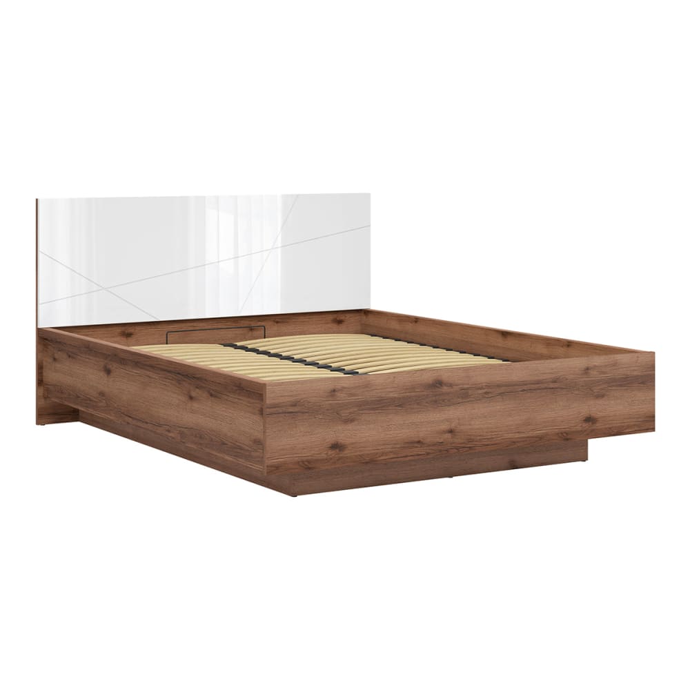 Lit coffre 160x200 sommier inclus panneaux de bois mélaminés blanc - Maisons du Monde