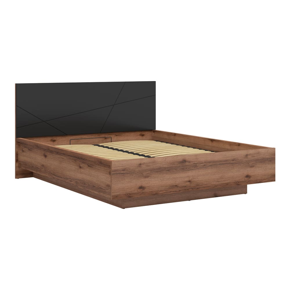 Lit coffre 160x200 sommier inclus panneaux de bois mélaminés noir - Maisons du Monde