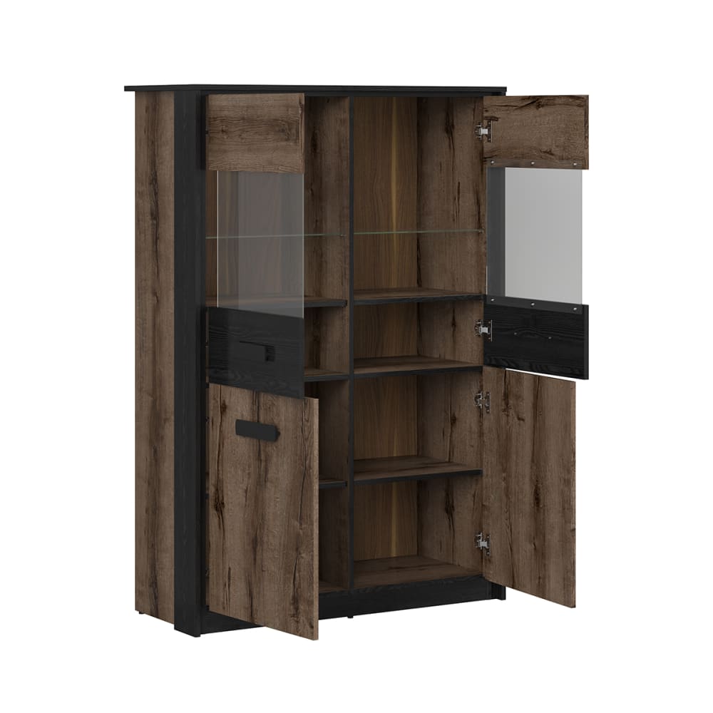 Vaisselier 4 portes stratifiés beige noir