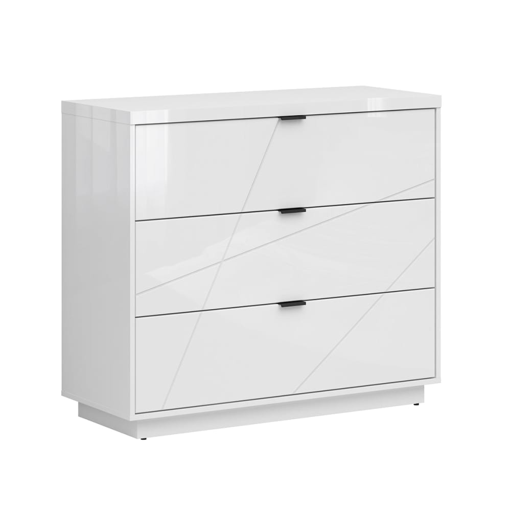 Petits meubles Commode 3 tiroirs panneaux de bois mélaminés blanc Blanc Panneau De Particules - 106x93x42cm