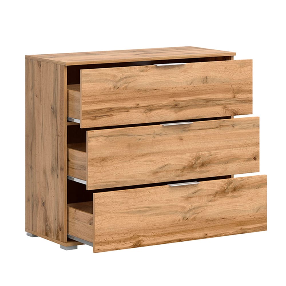 Kommode mit 3 Schubladen Laminierte Spanplatten Holz - Maisons Du