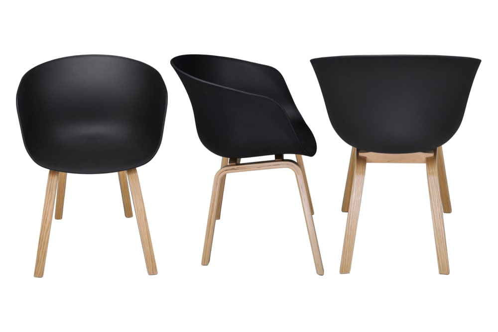 Sedia da pranzo nera, poltrona in stile scandinavo (2pz) - Samira