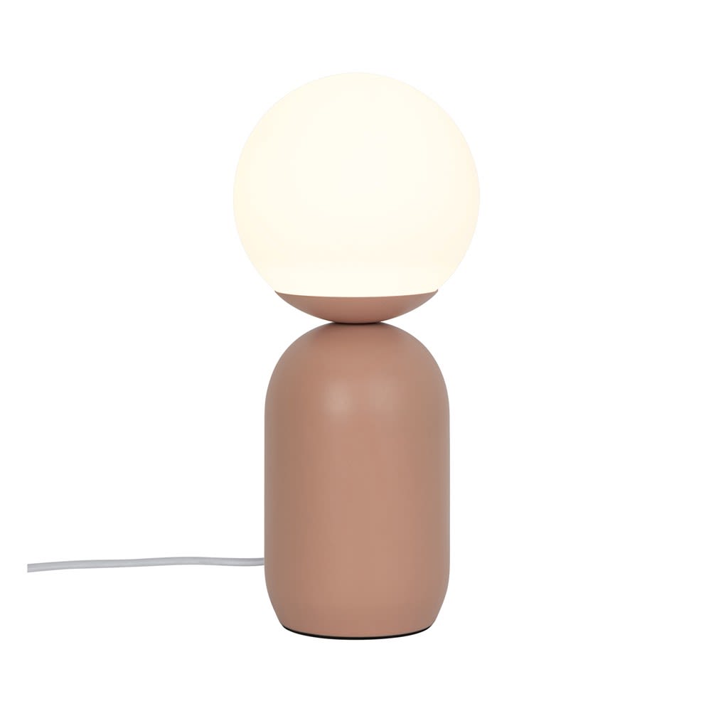 Lámpara de sobremesa minimalista terracota con esfera de cristal