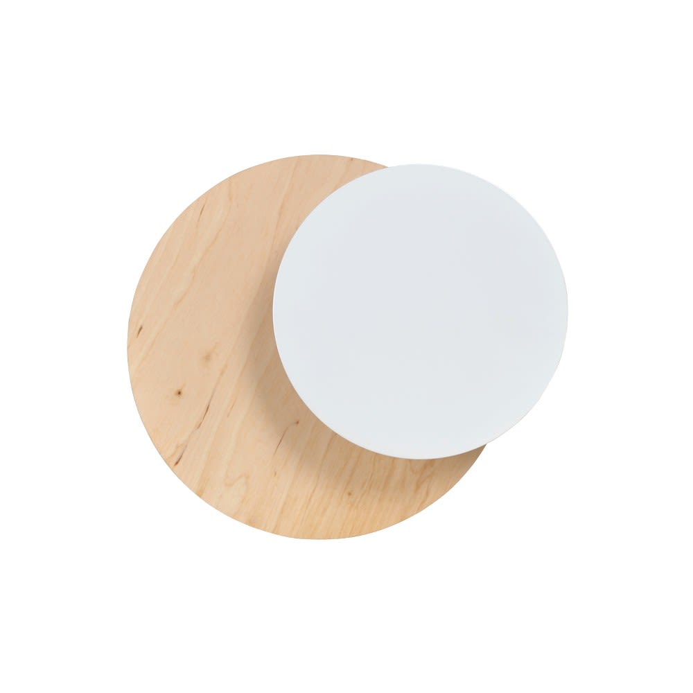 Wonderlamp Kreisförmige Wandleuchte Holz und Weiß style modern Weiß Metall