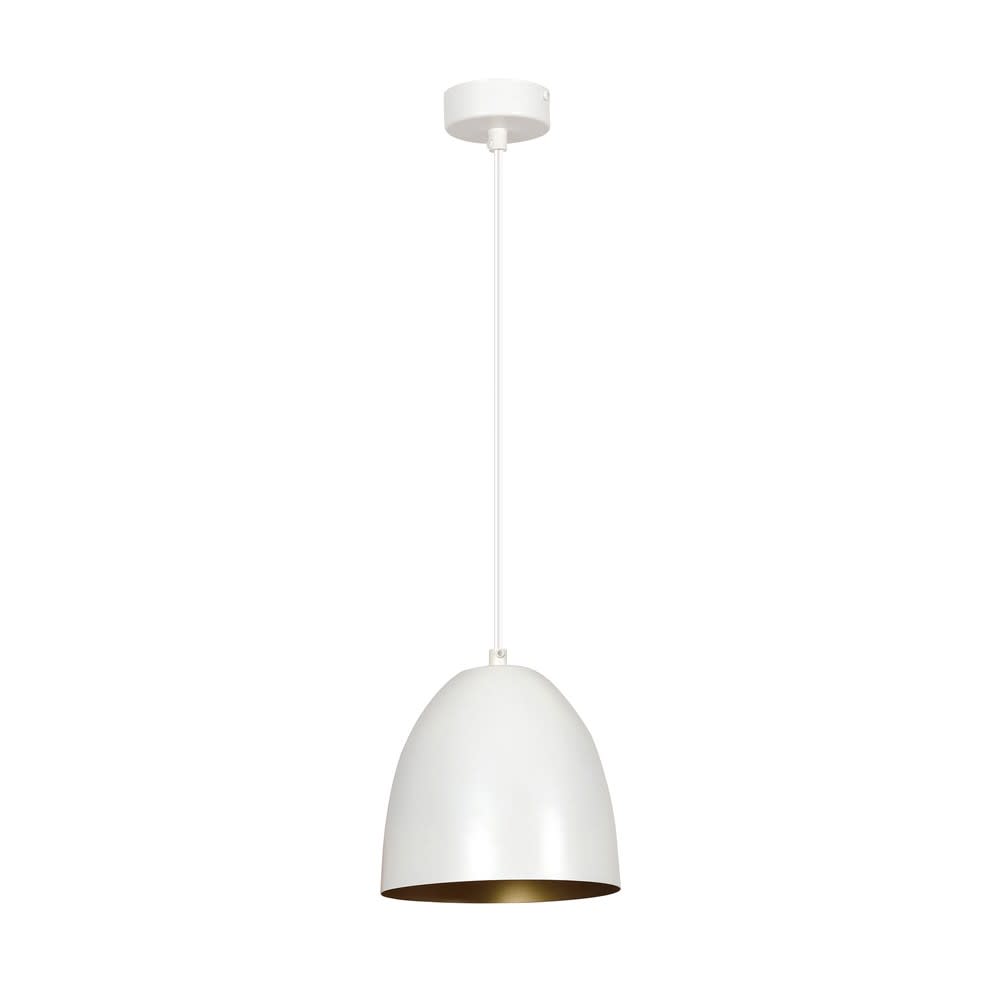 Suspension avec abat-jour en forme de dôme blanc et doré ø18cm — Beyit