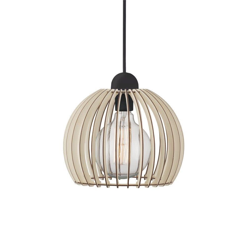 Suspension nordique avec abat-jour en bois ouvert Ø25cm