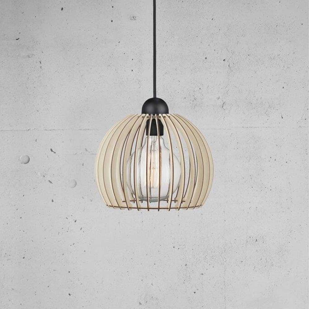 Lámpara de techo nórdico con pantalla abierta de madera ø25 - Maisons du Monde