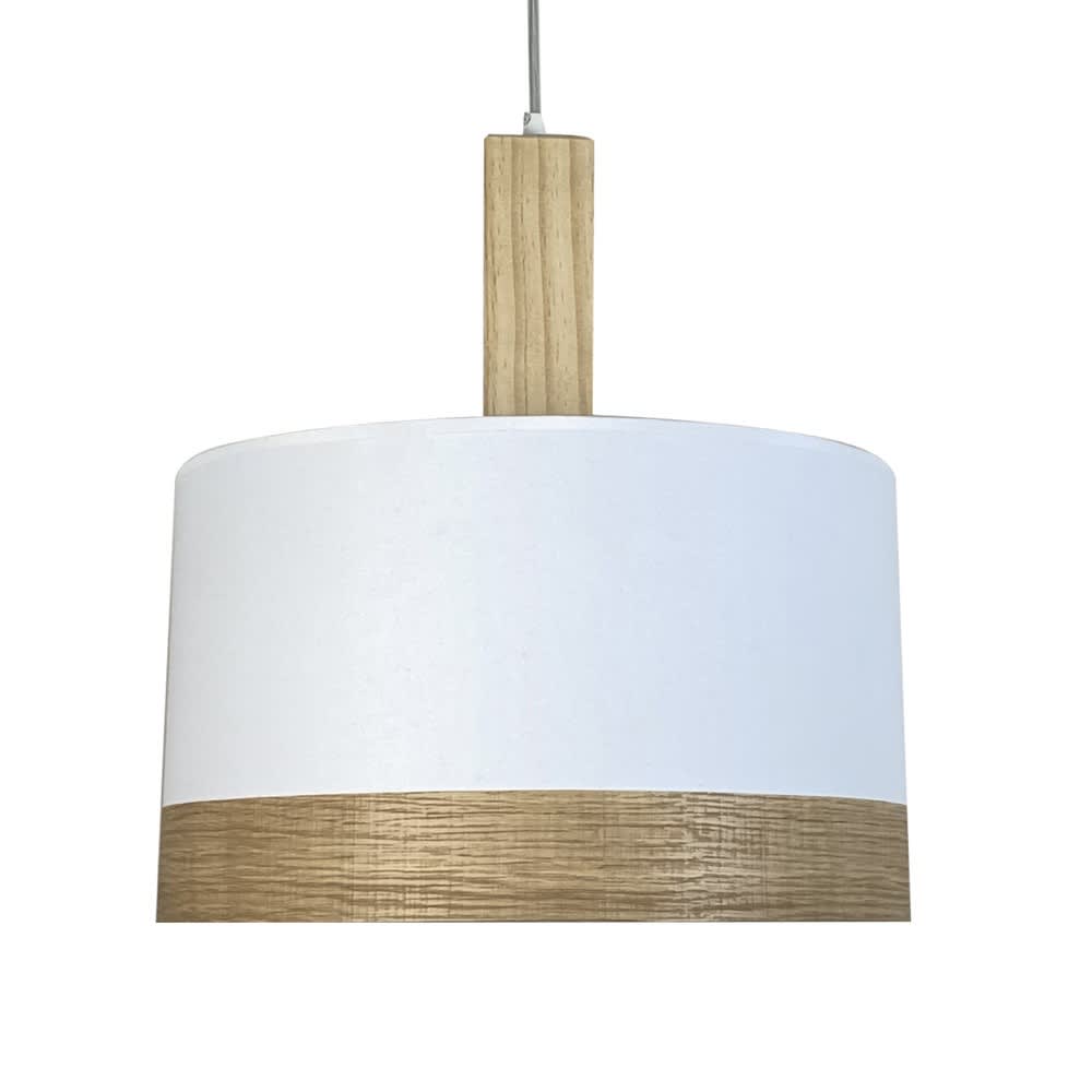 Lampada da soffito con paralume in tessuto bianco e pezzo di
