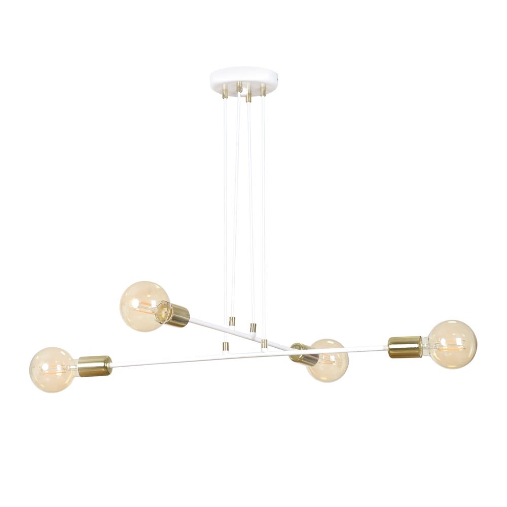 Wonderlamp 2-armige Hängeleuchte mit 4 Fassungen aus weißem Metall ø70cm style modern - Metall