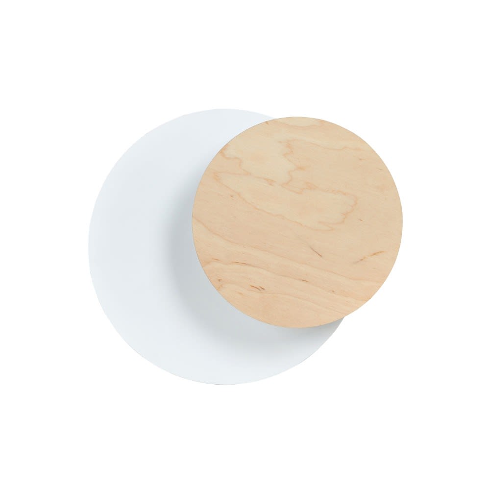 Wonderlamp Kreisförmige Wandleuchte weiß und Holz style modern - Metall