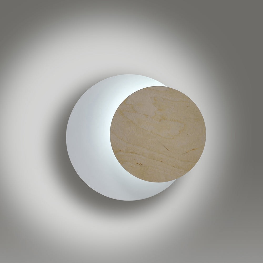 Aplique de pared nórdico con 2 piezas circulares blanco y madera - Maisons du Monde