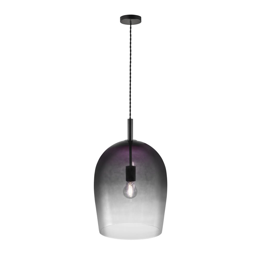 Nordlux Hängeleuchte mit schwarzem Glasschirm und geflochtenem Kabel Ø30cm style modern - Metall