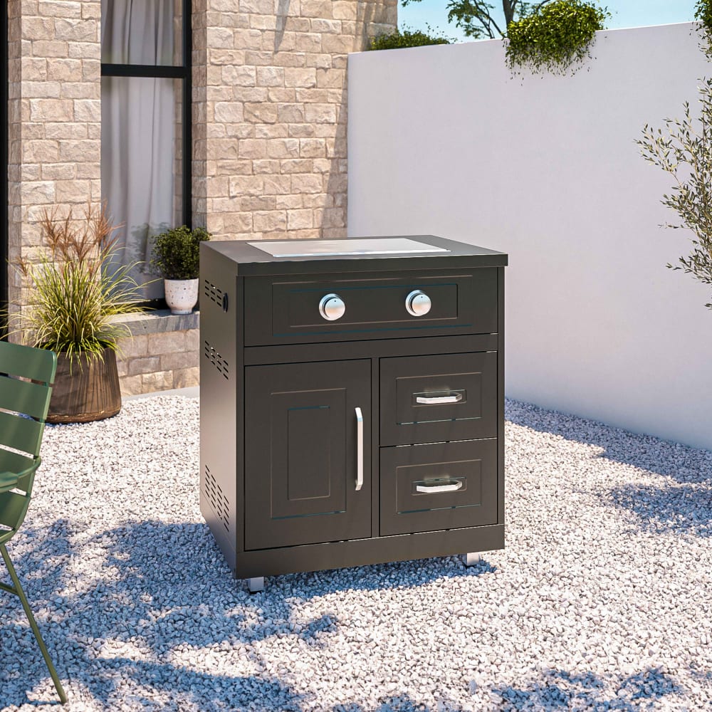 Meuble gazinière 2 brûleurs pour cuisine extérieure