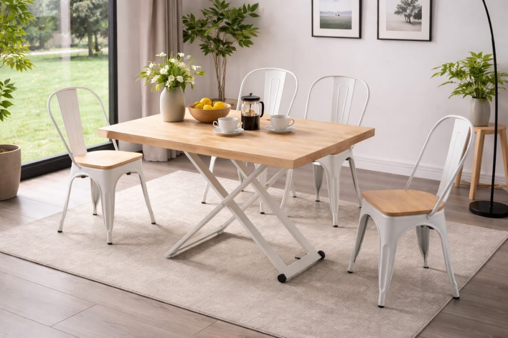 Erhöhbarer Couchtisch aus Eiche und Stahl - Maisons Du Monde