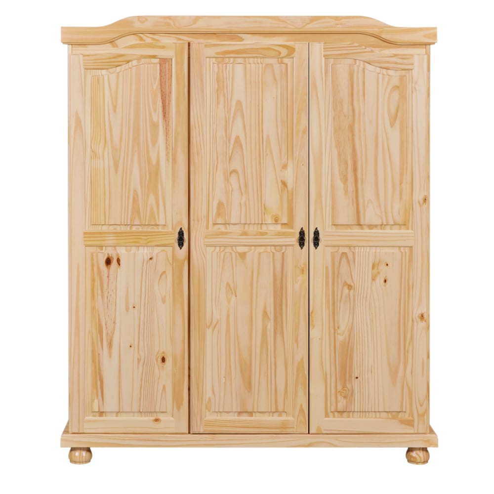 Armoire 3 portes en bois massif chêne clair