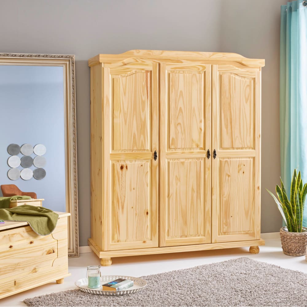 Armoire 3 portes en bois massif chêne clair - Maisons du Monde