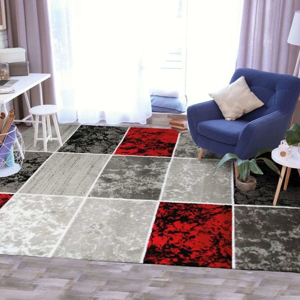 Alfombra con motivos de cubos rojos 160x230