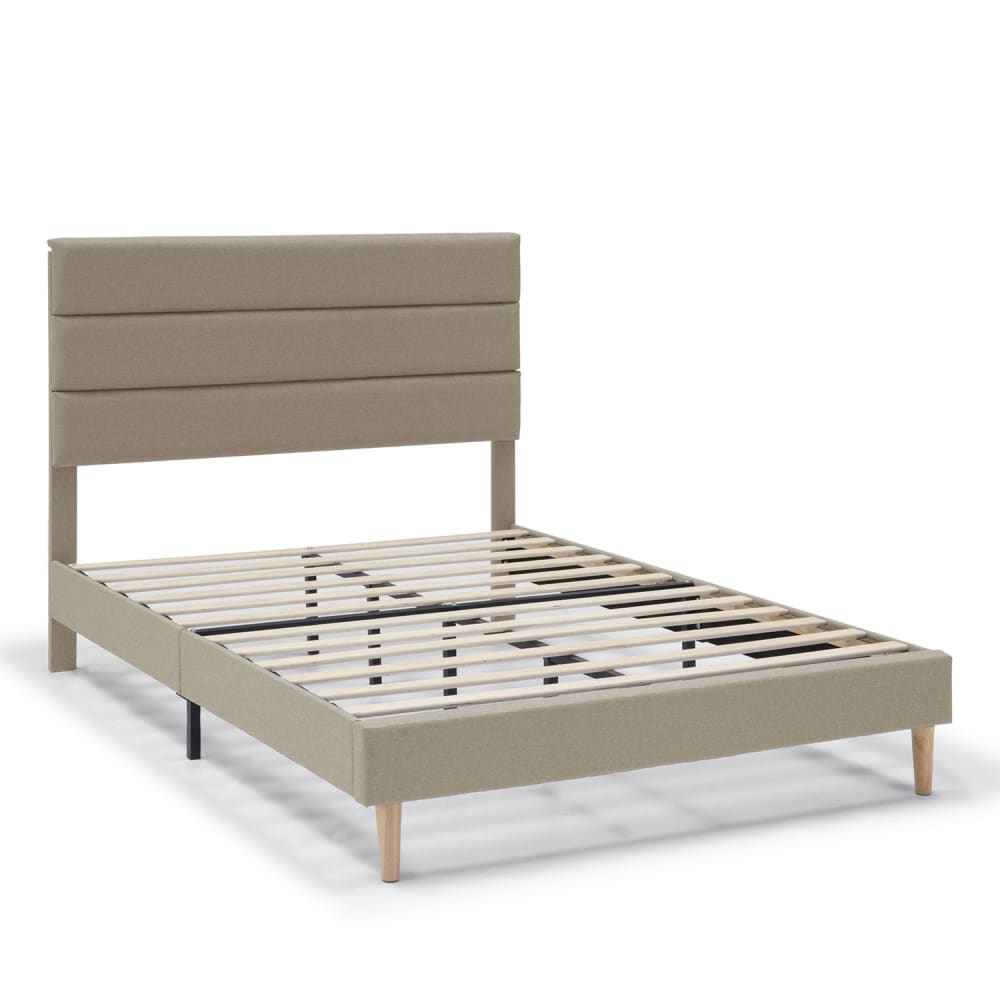 Estructura de cama tapizada de 30 cm, 90x190 cm, beige