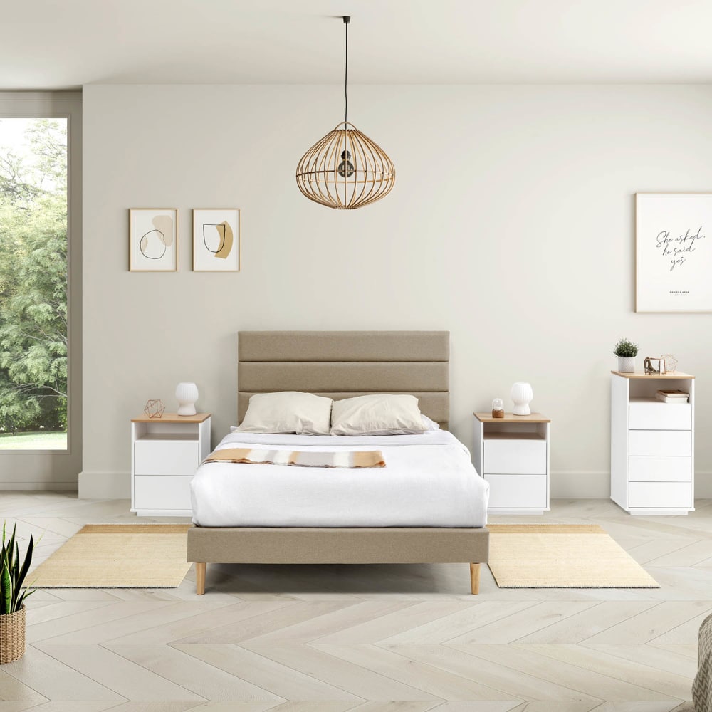 Cadre de lit rembourré 30 cm, 90x190 cm, Beige