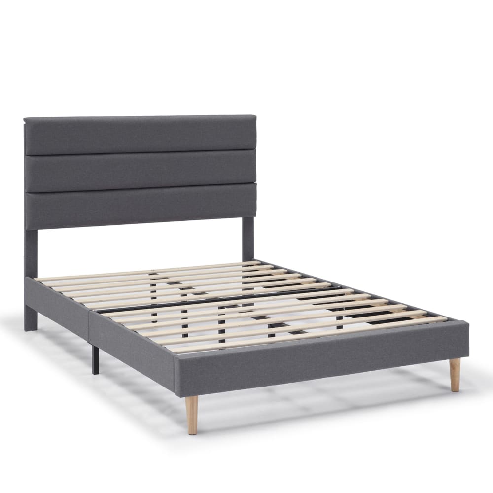 Estructura de cama tapizada de 30 cm, 150x190 cm, gris oscuro