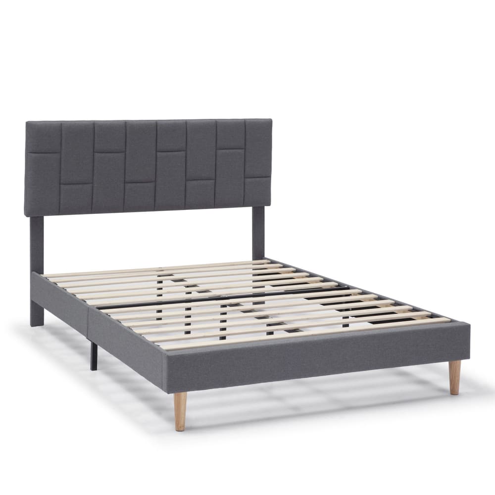 Estructura de cama tapizada de 30 cm, 90x190 cm, gris oscuro