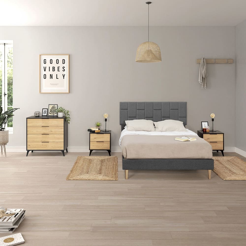 Cadre de lit rembourré 30 cm, 90x190 cm, gris foncé - Maisons du Monde