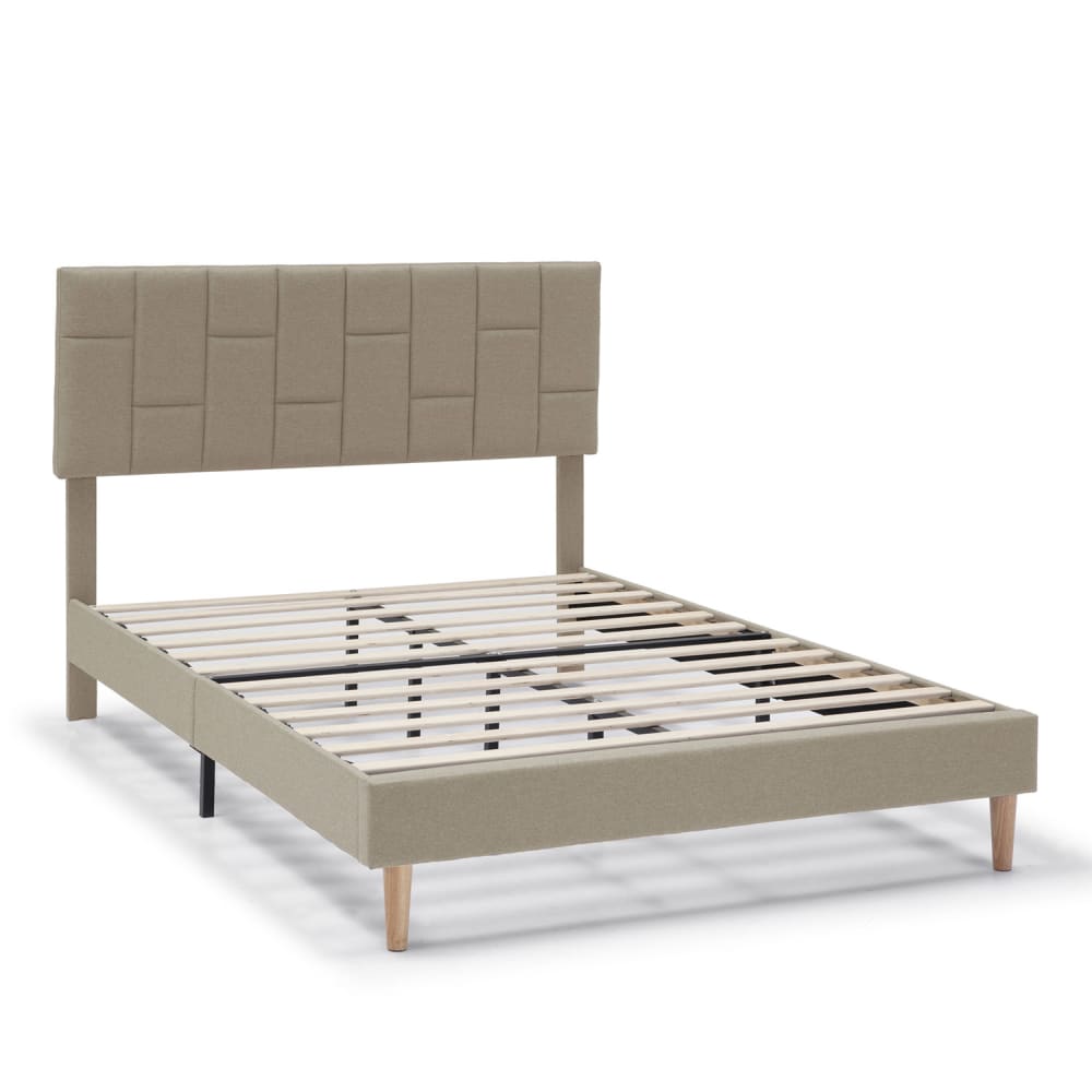 Estructura de cama tapizada de 30 cm, 90x190 cm, beige