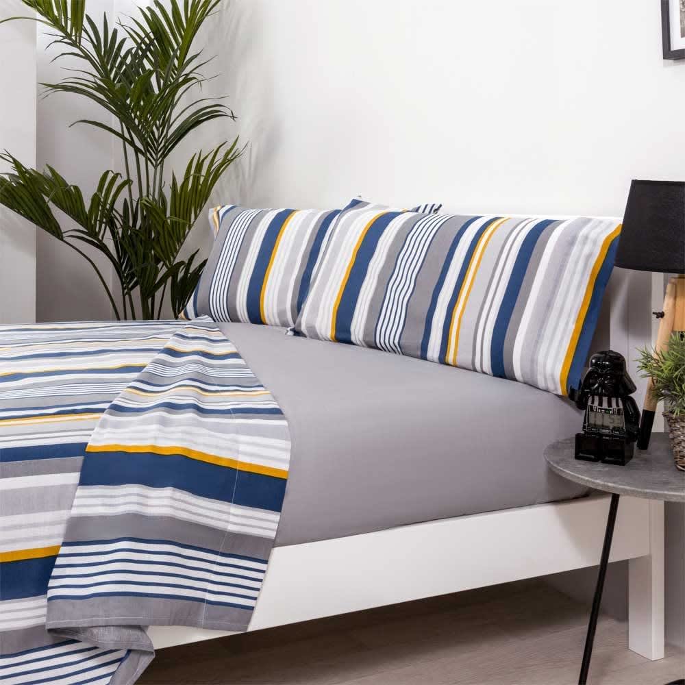 Juego de sábanas poliéster algodón  GRIS 270x260 Cama 180 - Maisons du Monde