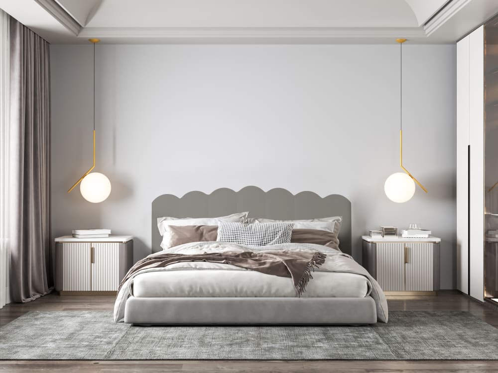 Cabecero tapizado en terciopelo gris cálido 145x74cm - Maisons du Monde