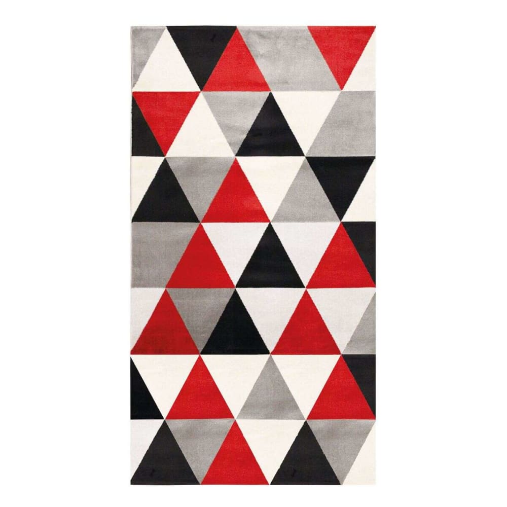 Tappeto in feltro lanoso fantasia triangoli rossi 80x150 - The