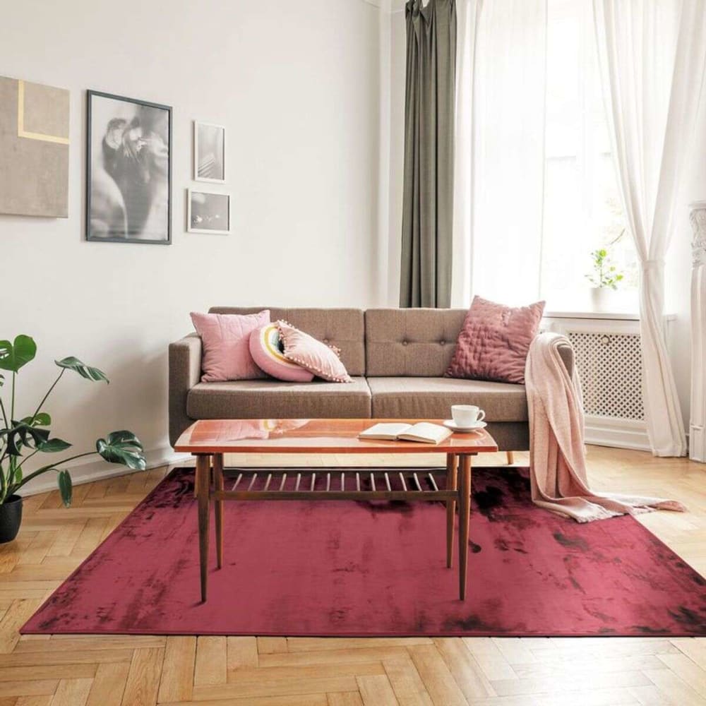 Tapis extra-doux effet velours rouge foncé 160x230 — vue 3