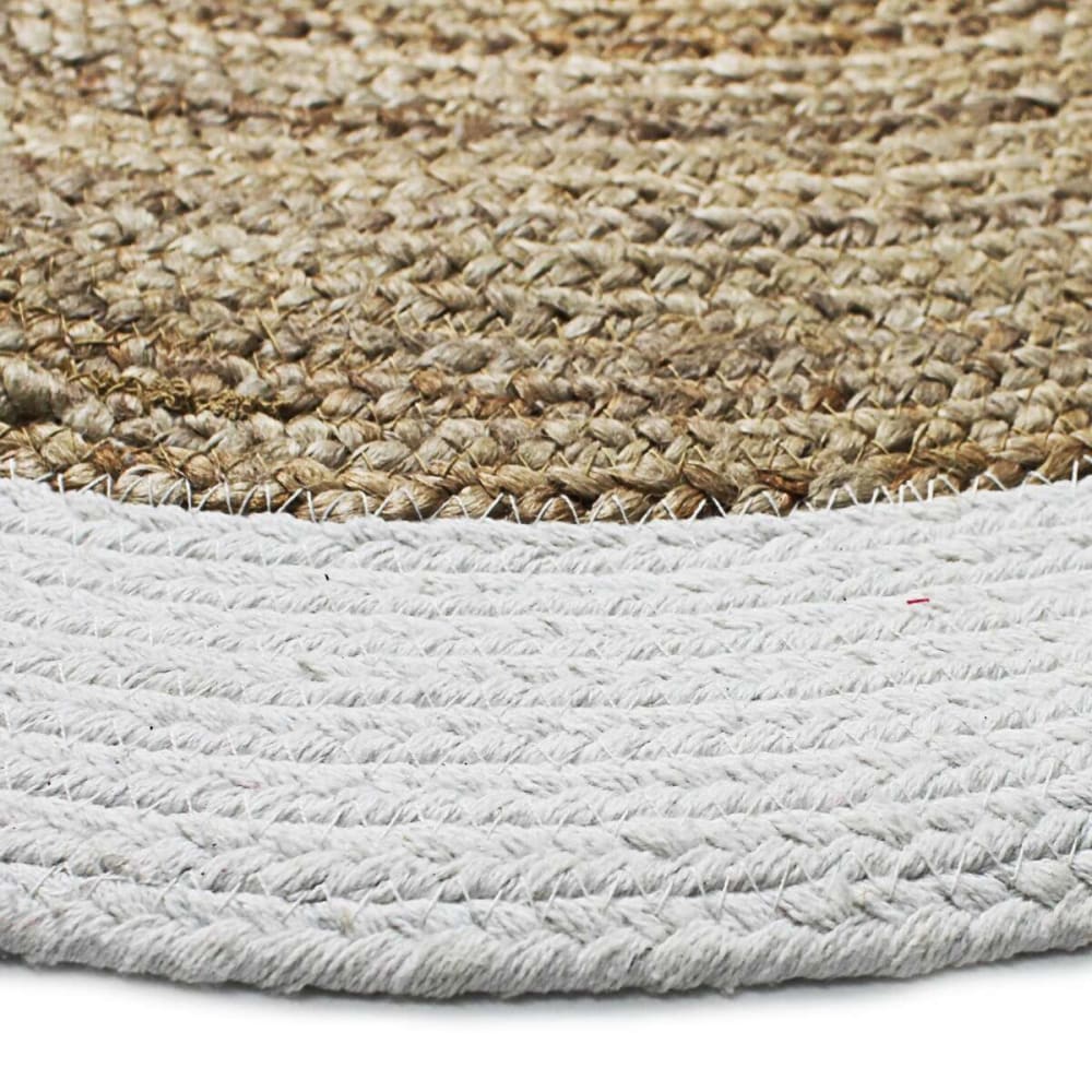 Tapis rond en jute et coton bande blanche diam.120 — vue 4