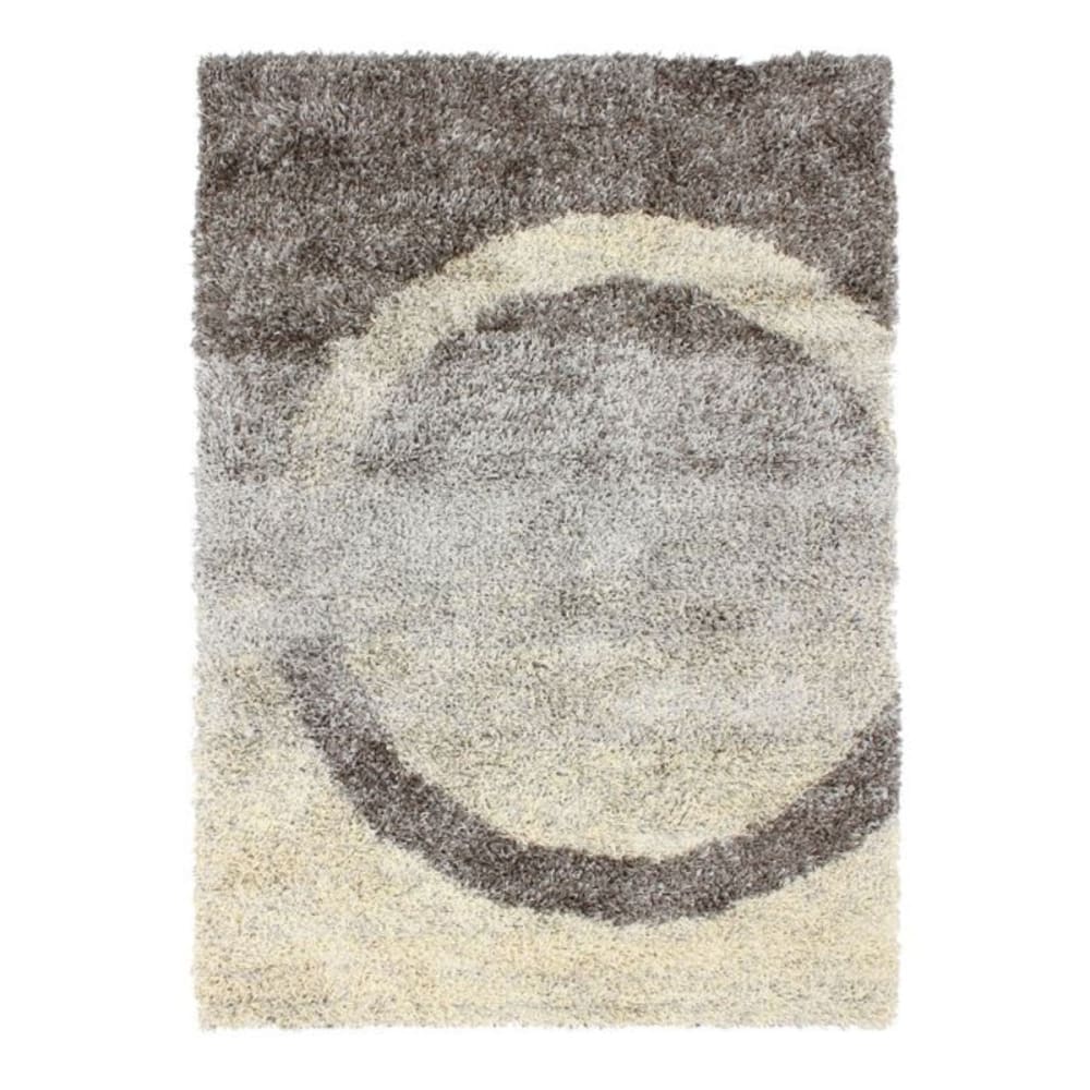Tapis à poils longs motifs cercles gris 120x170 — vue 3
