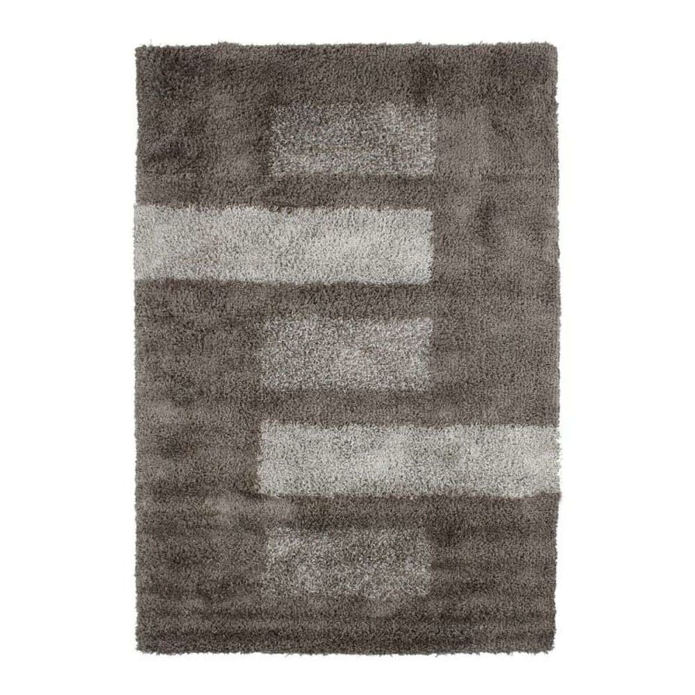 Alfombra de pelo largo con motivos rectangulares grises 160x230 - Maisons du Monde