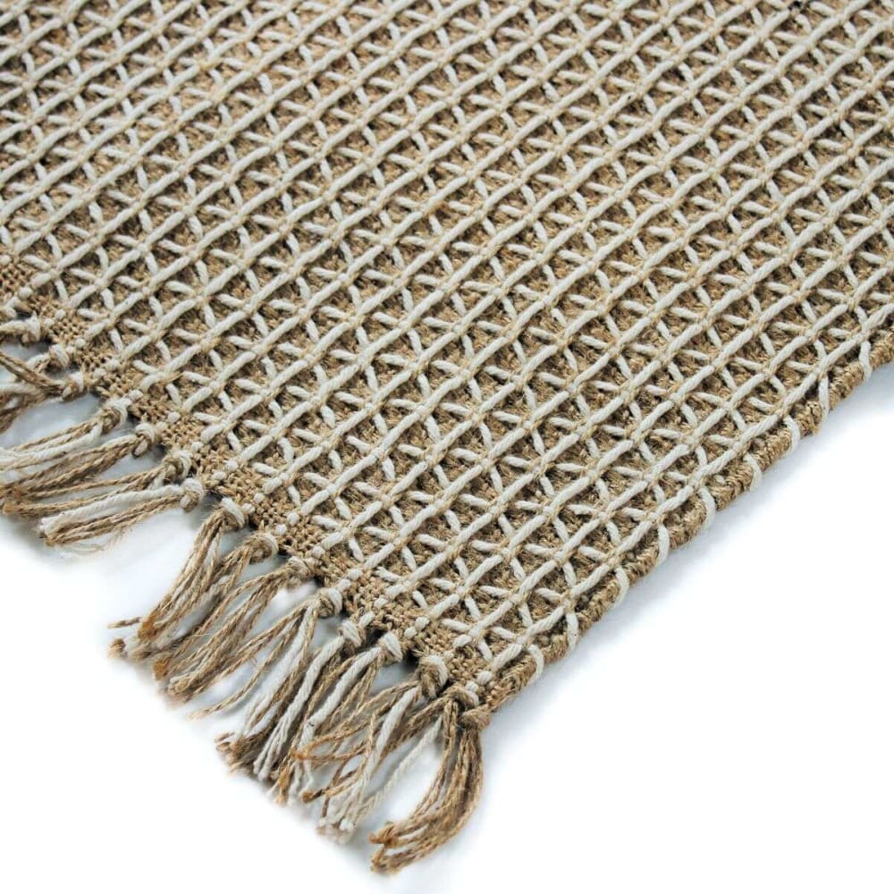 Tapis jute et coton artisanal beige naturel 120x170 — vue 4