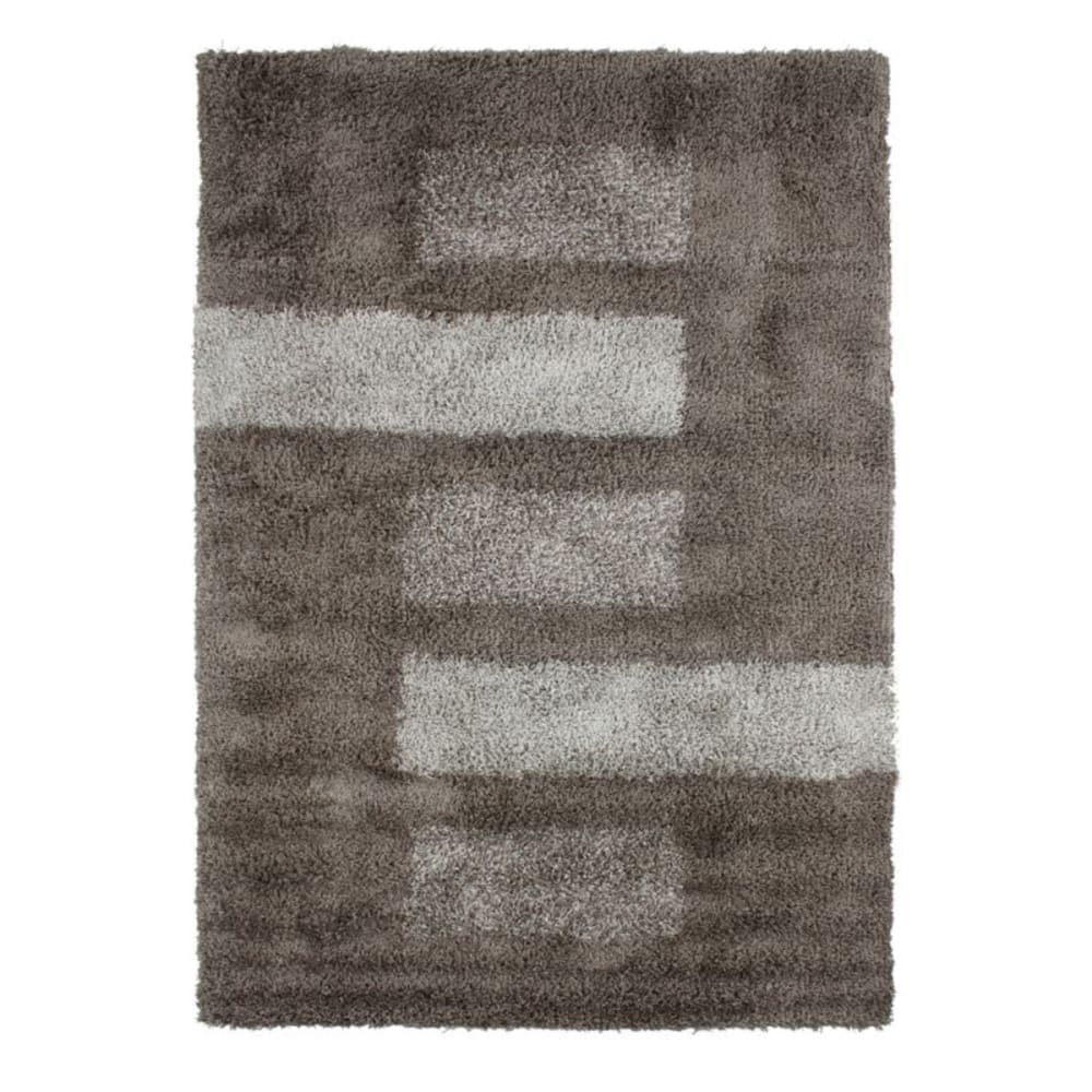 Tapis à poils longs motifs rectangles gris 120x170 — vue 3