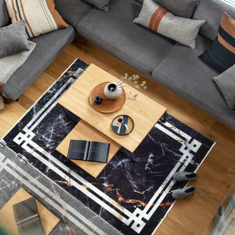 Tapis extra-doux effet marbre noir bleuté 120x170 — vue 3