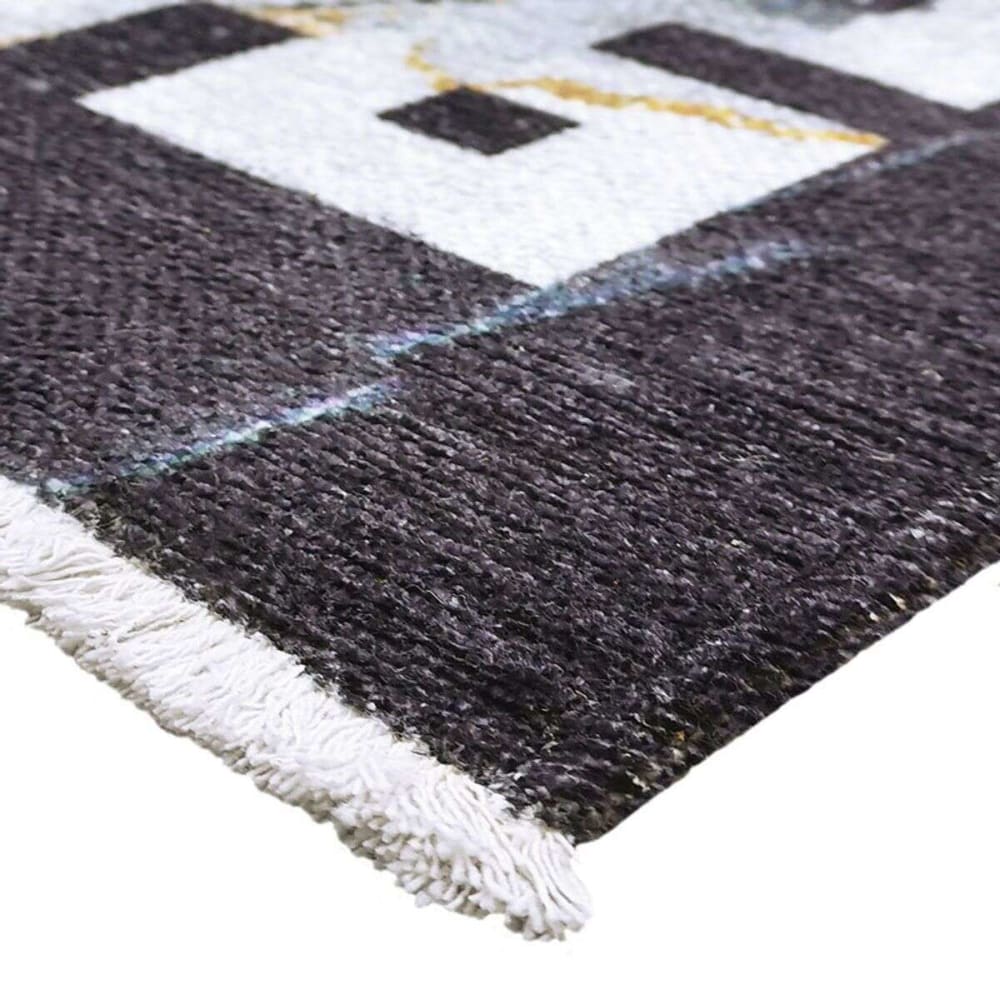 Tapis extra-doux effet marbre noir bleuté 120x170 — vue 4